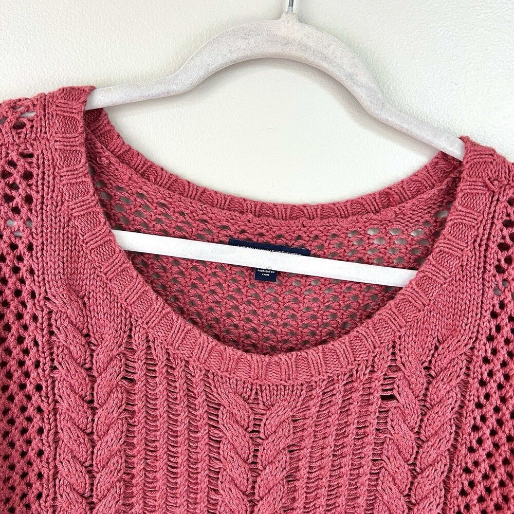 American Eagle Outfitters Mauve Rustic Pink Thick Cableknit Y2K Cozy Sweater Med - Picture 2 of 7